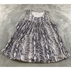 Cathy Womens Plus 2XL Grey Snakeskin Print Babydoll Tank Top Sleeveless Flowy